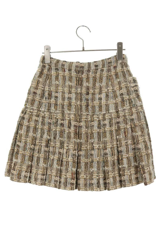 Chanel Beige Tweed Pleated Skirt Size 34