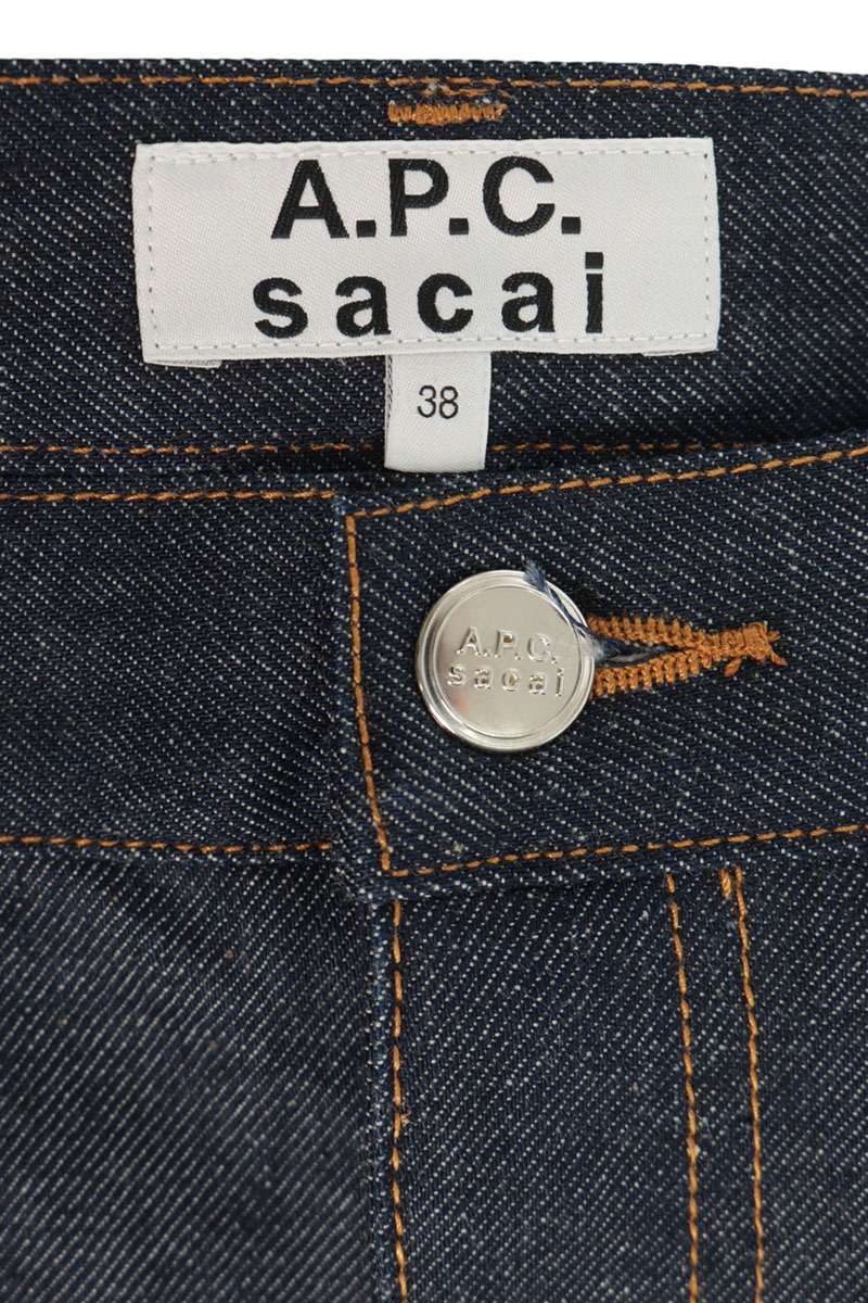 A.P.C. x Sacai Side Zip Denim Skirt Indigo Khaki Size 38