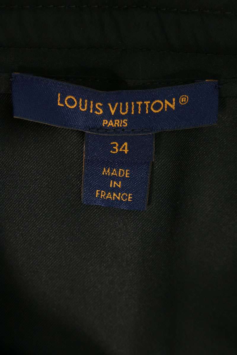 Louis Vuitton Black Navy Tweed Leather Skirt Size 34