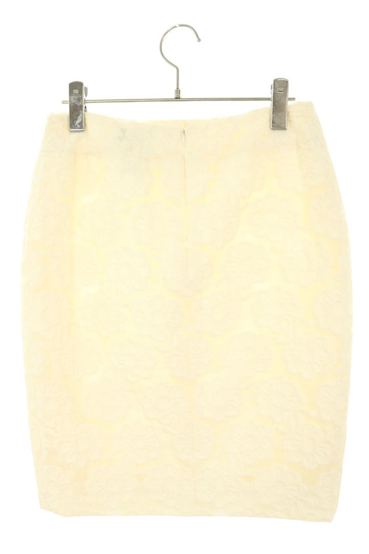 CHANEL Flower Jacquard Skirt White Size 38