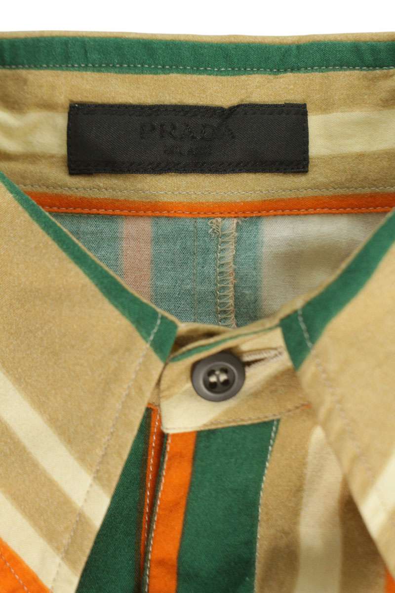Prada Triangle Patch Stripe Cotton Jumpsuit & Green Size XS
