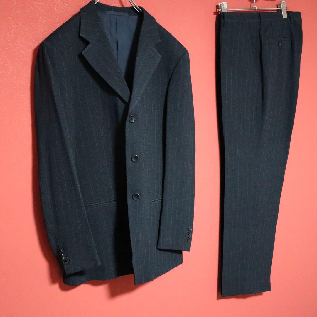 ARMANI COLLEZIONI Blue Wool Stripe Blazer Size 50