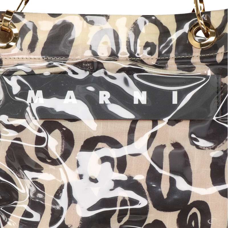 MARNI Vinyl Handbag Beige/Black Size ONE SIZE