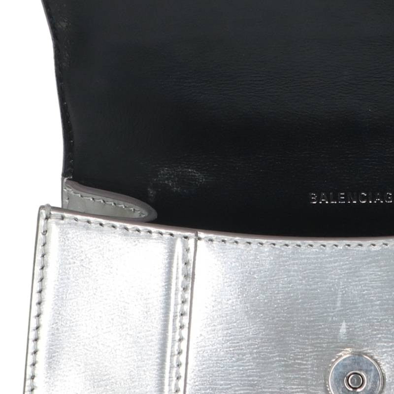 BALENCIAGA Hourglass XS 2-Way Handbag Silver Size XS