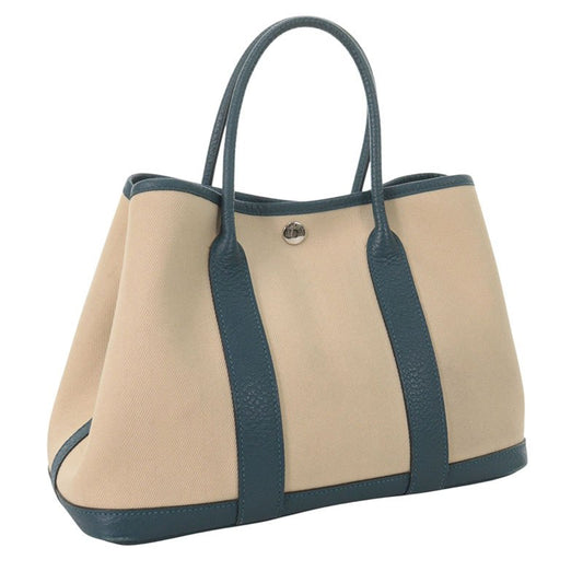 HERMES Garden Party Toile Chevrons Handbag Multi Size TPM