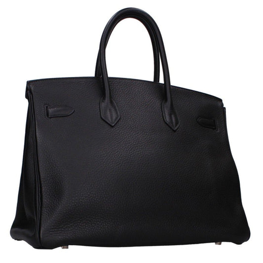 HERMES Birkin 35 Togo Handle Bag Black Silver