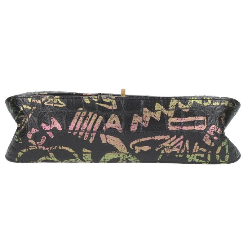 CHANEL 2.55 Graffiti Croco Embossed Double Size ONE SIZE