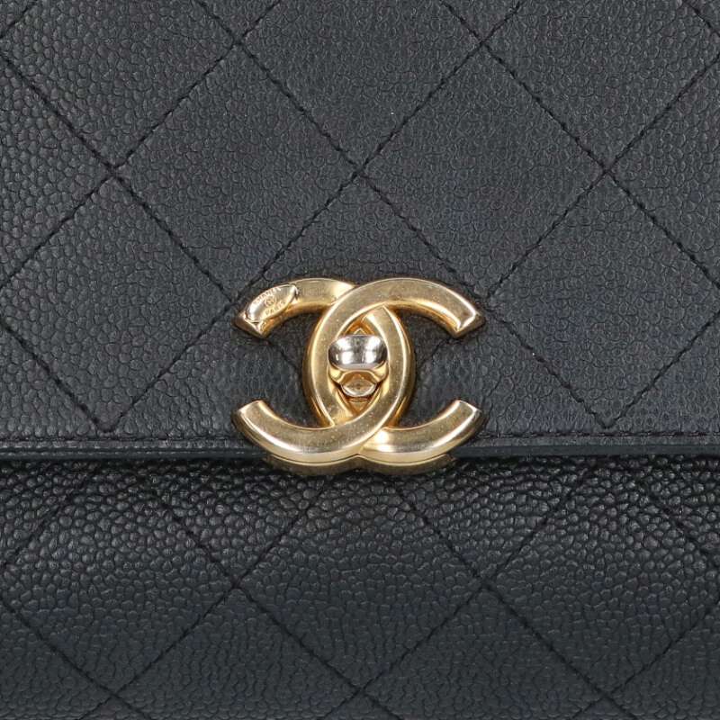 CHANEL Black Coco Mark Quilted Chain Shoulder Size ONE SIZE
