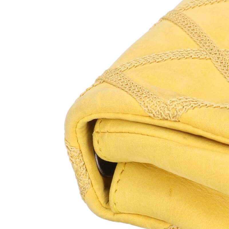 CHANEL Quilted Canvas Chain Bag Yellow Size ONE SIZE