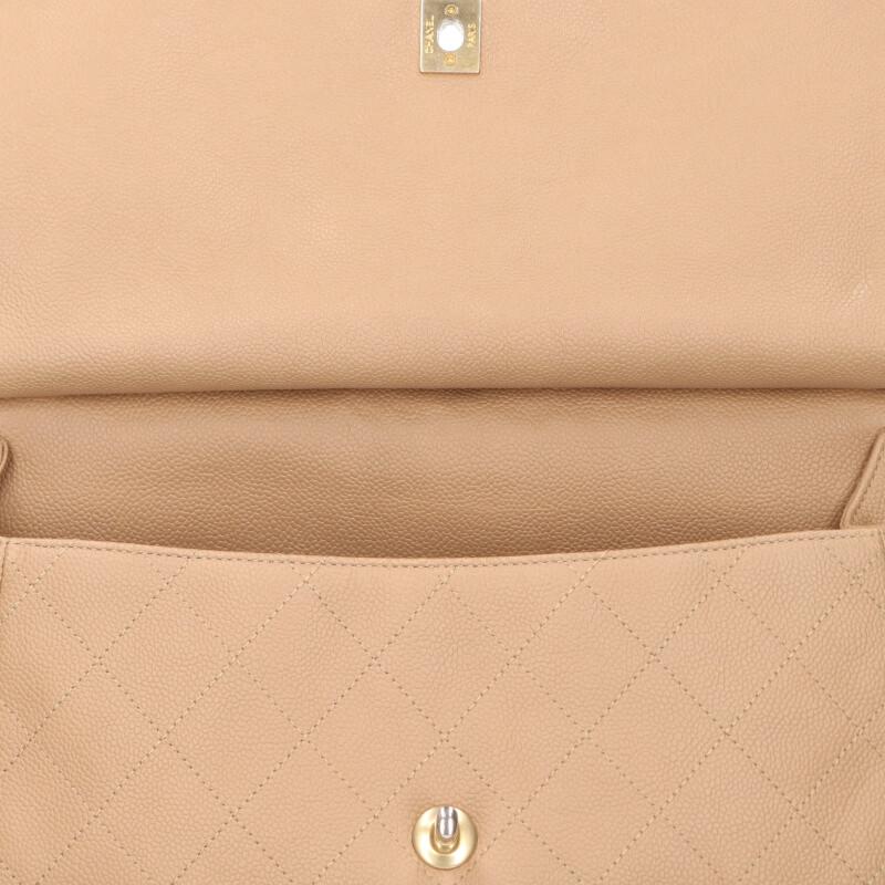 CHANEL Caviar Skin Chain Shoulder Bag Beige Size ONE SIZE