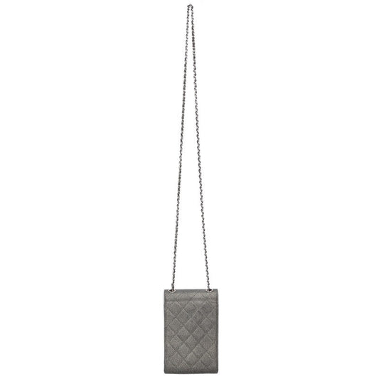 CHANEL Grey Silver Caviar Shoulder Bag