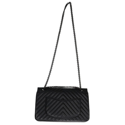 CHANEL 2.55 Chevron So Black Shoulder Bag