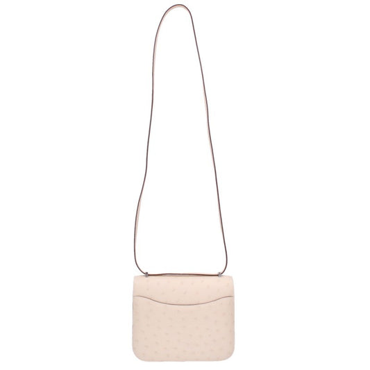 HERMES Constance 3 Mini Miroir Ostrich White Silver Shoulder Bag