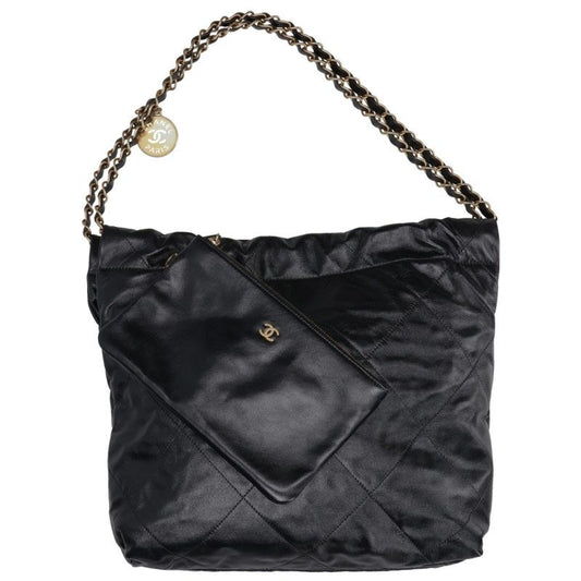 CHANEL Quilted Leather Shoulder Bag Black