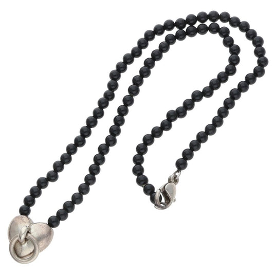 TIFFANY&Co. Heart Knock Onyx Sterling Silver Size ONE SIZE