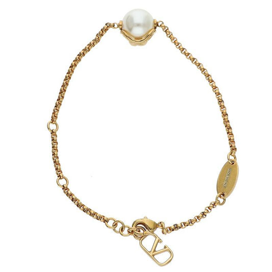Valentino Garavani Pearl Logo Plate Bracelet Size ONE SIZE