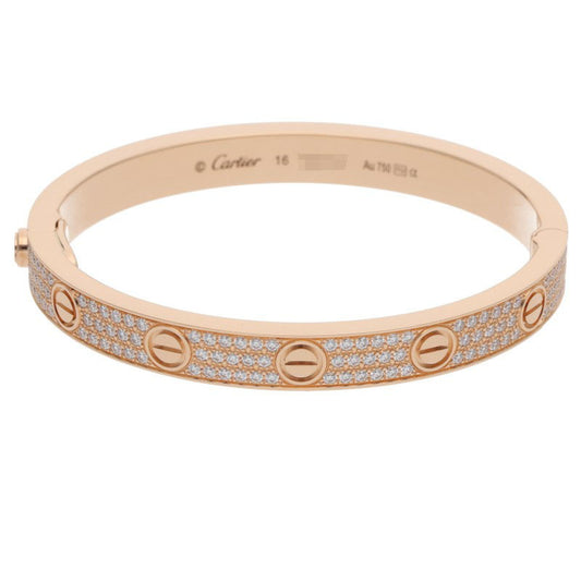 Cartier LOVE BRACELET Pave Diamonds 18K PG Size ONE SIZE