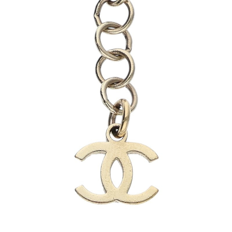 CHANEL GP Coco Heart Rhinestone Bracelet Gold Size ONE SIZE