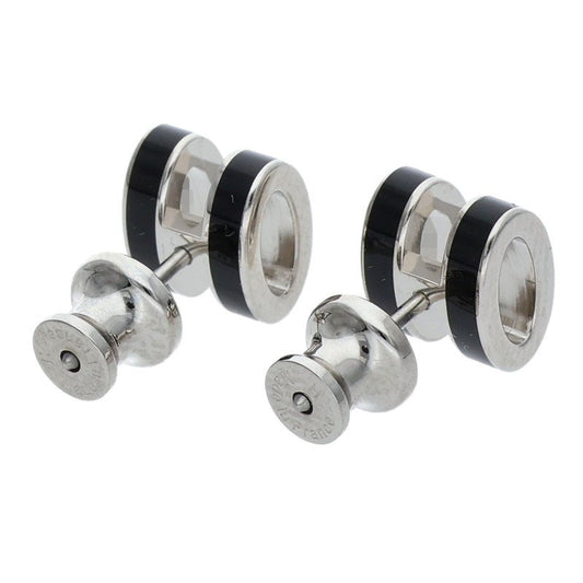 HERMES Mini Pop H Lacquer Metal Silver Black Earrings Size ONE SIZE