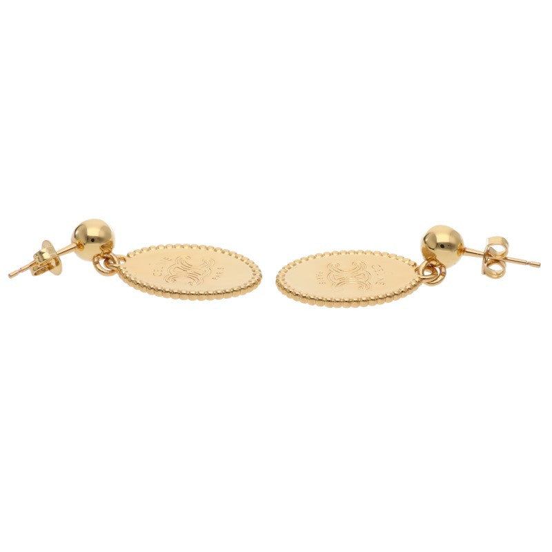 CELINE Triomphe Medal Gold Earrings Gold