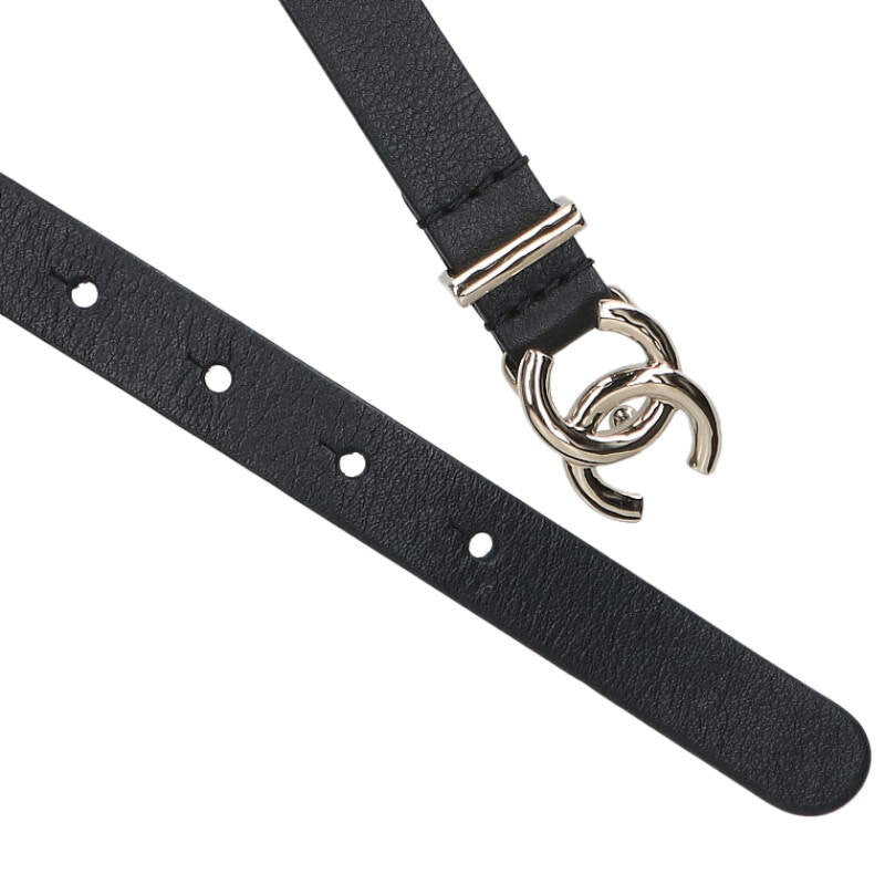 CHANEL Black Tweed Chain Belt Size ONE SIZE