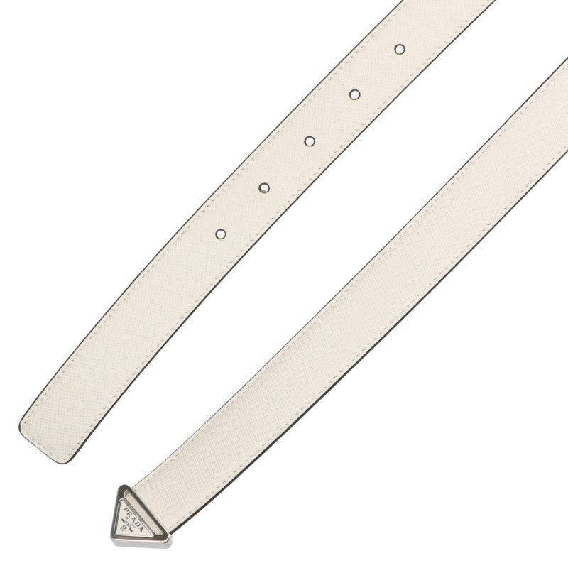 PRADA Triangle Logo Saffiano Leather Belt Off-white Size 30