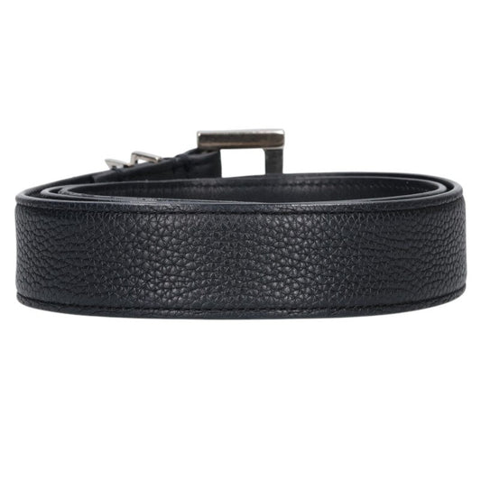 SAINT LAURENT PARIS Logo Buckle Narrow Belt Black Size 80