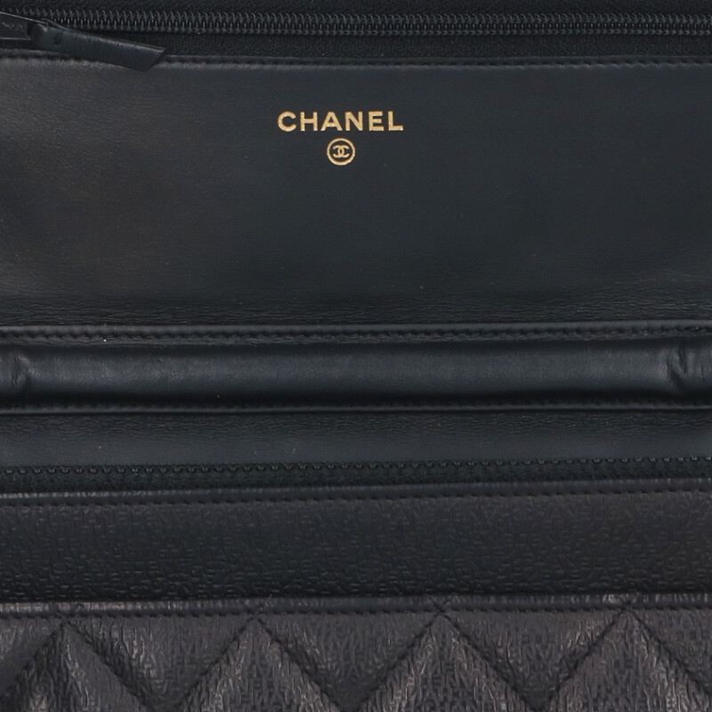 CHANEL Logo Embossed Lambskin Chain Wallet Size ONE SIZE