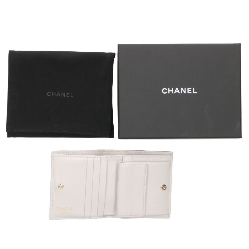 CHANEL Coco Mark Compact Small Wallet Gray Size ONE SIZE