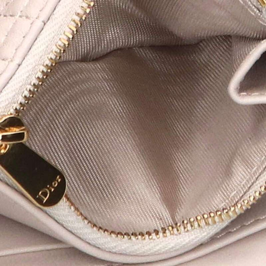 DIOR CD Resin Pearl Lambskin Wallet Beige Size ONE SIZE