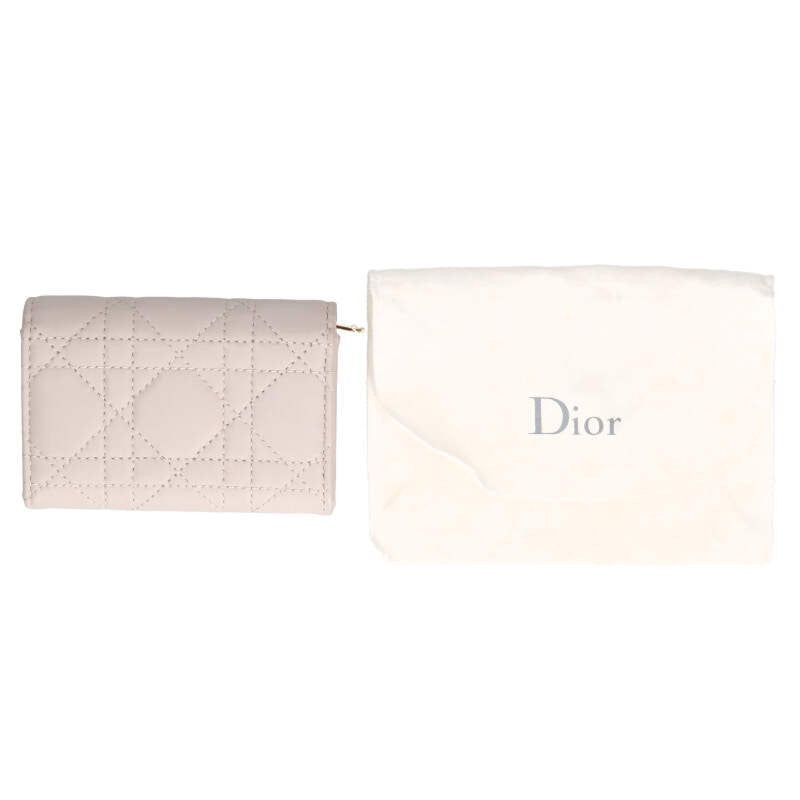 DIOR CD Resin Pearl Lambskin Wallet Beige Size ONE SIZE