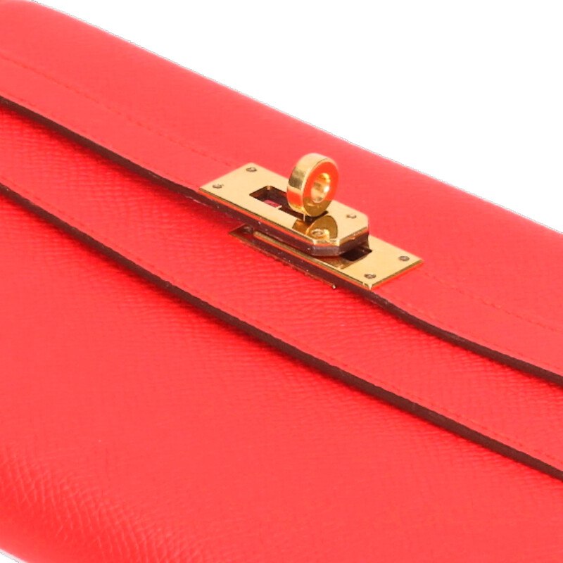 HERMES Kelly Long Wallet Veau Epsom Rouge Size ONE SIZE