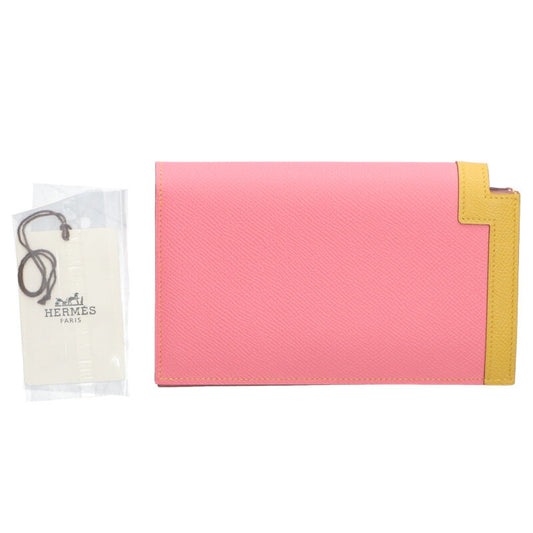 HERMES Camail Combine Long Wallet Pink/Yellow Size ONE SIZE