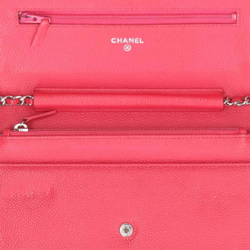CHANEL Coco Button Caviar Skin Chain Wallet Size ONE SIZE