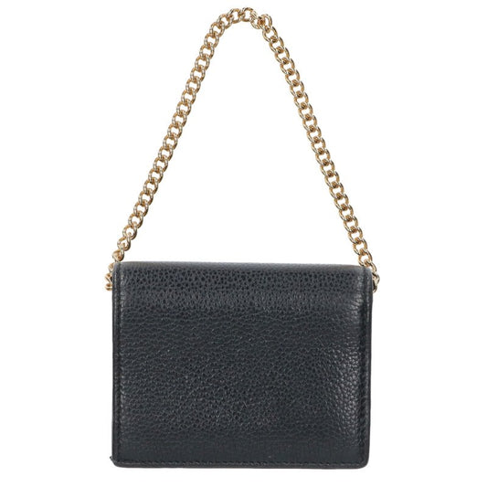GUCCI Zumi Compact Chain Wallet Black & Gold Size ONE SIZE