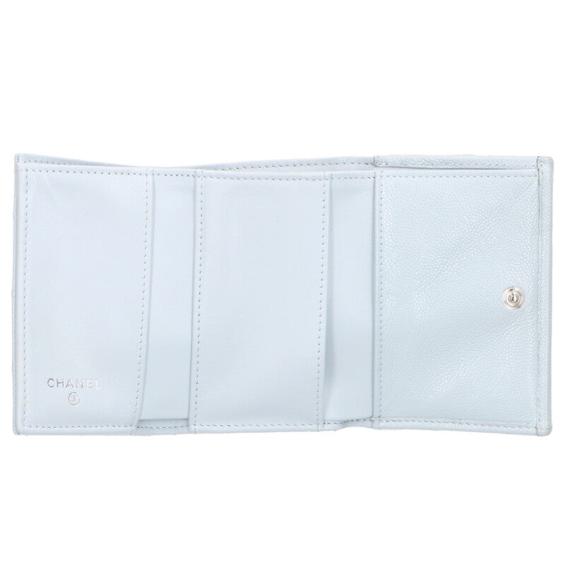 CHANEL Matelasse Coco Star Tri-Fold Light Blue Size ONE SIZE