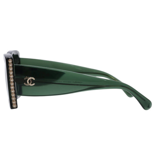 CHANEL Side Coco Mark Sunglasses Green Size 52