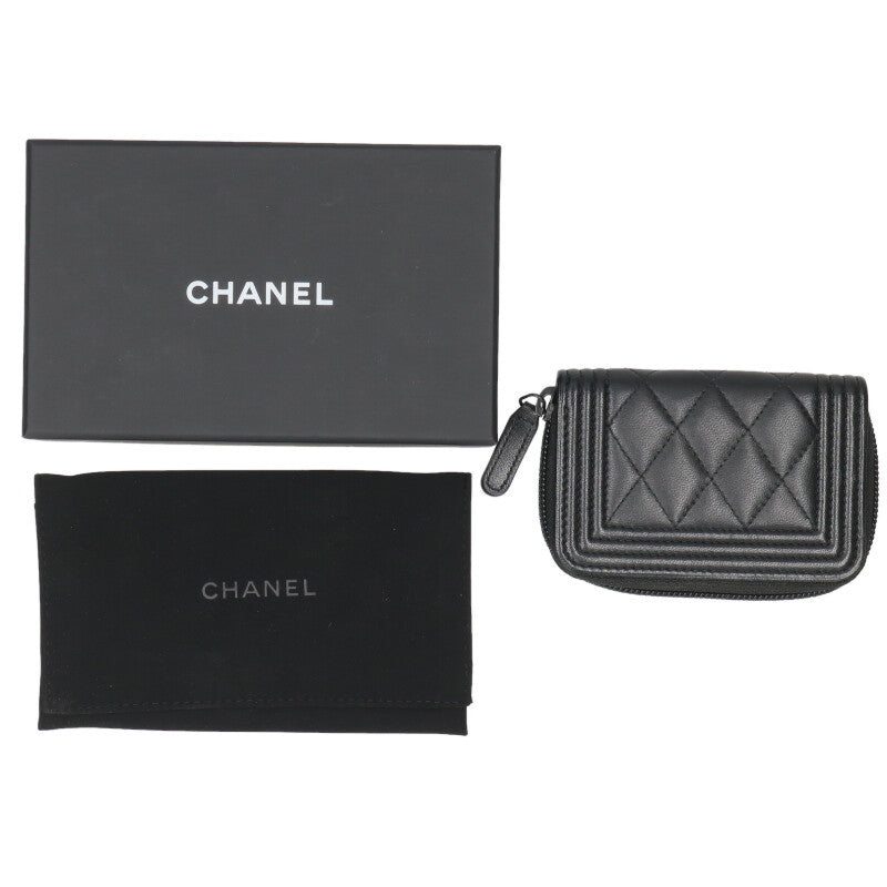 CHANEL Boy Chanel So Black Lambskin Card Case Size ONE SIZE
