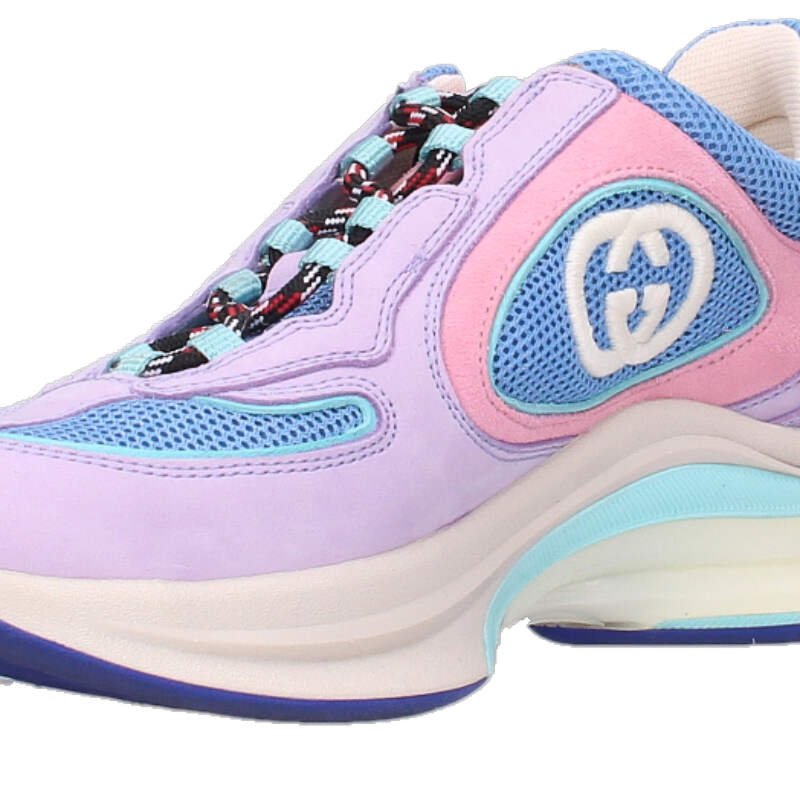 Gucci RUN Purple Blue Lace-up Low Top Sneakers Size 35