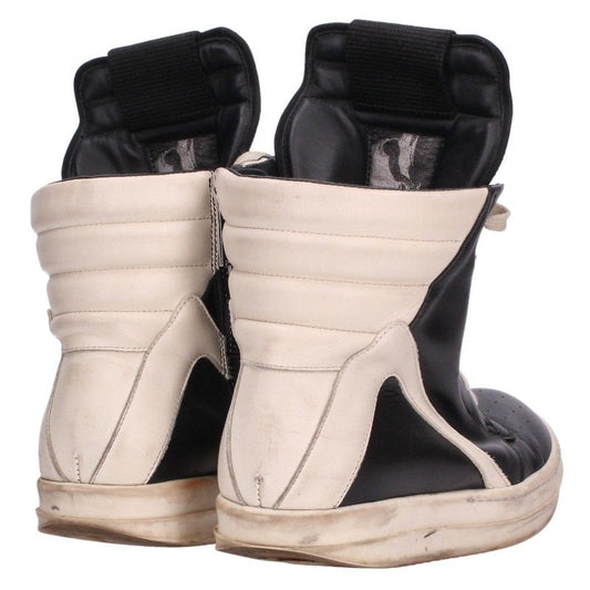 Rick Owens GeoBasket Hi-Top Leather Black White Size 37