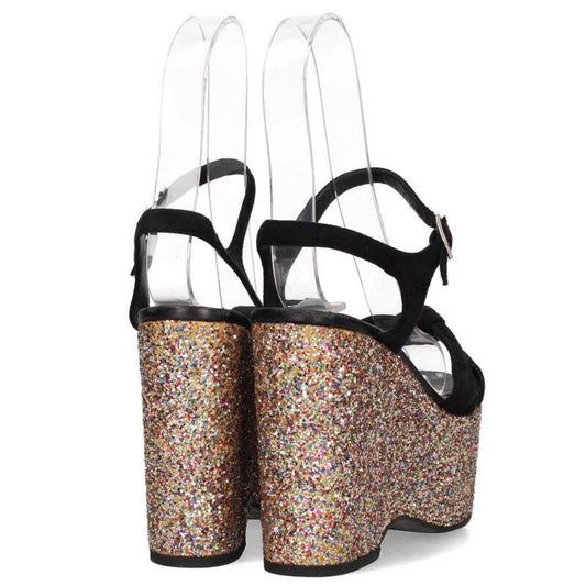 Saint Laurent Paris Multi Glitter Wedge Sandals Size 36
