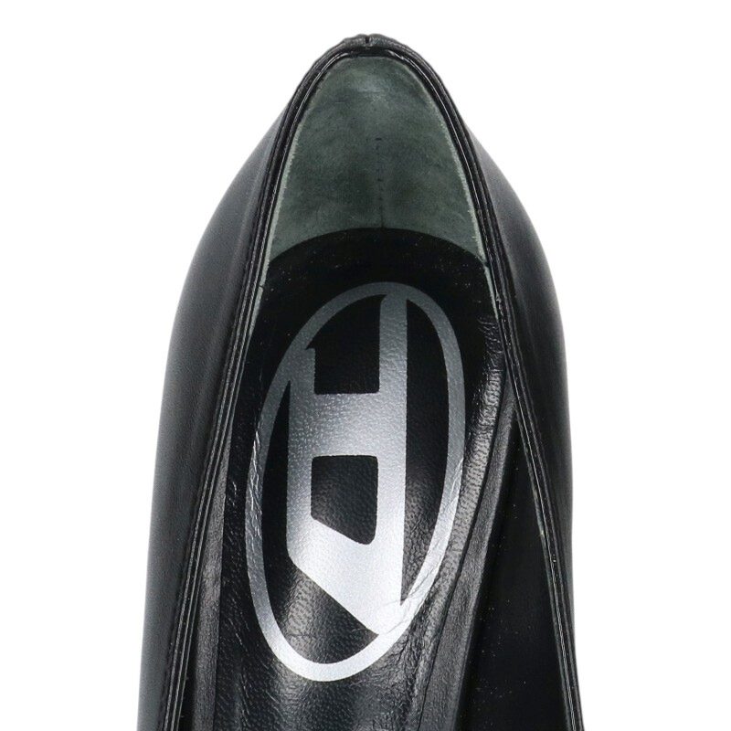 Diesel D Logo Leather Pumps Black Silver Size 35