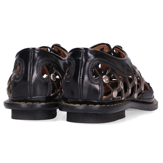 Toga Pulla Black Cutout Leather Pointed Toe Sneakers Size 37