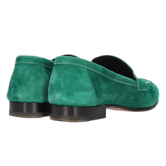 Hermes H Buckle Suede Loafer Green Gold Size 35.5