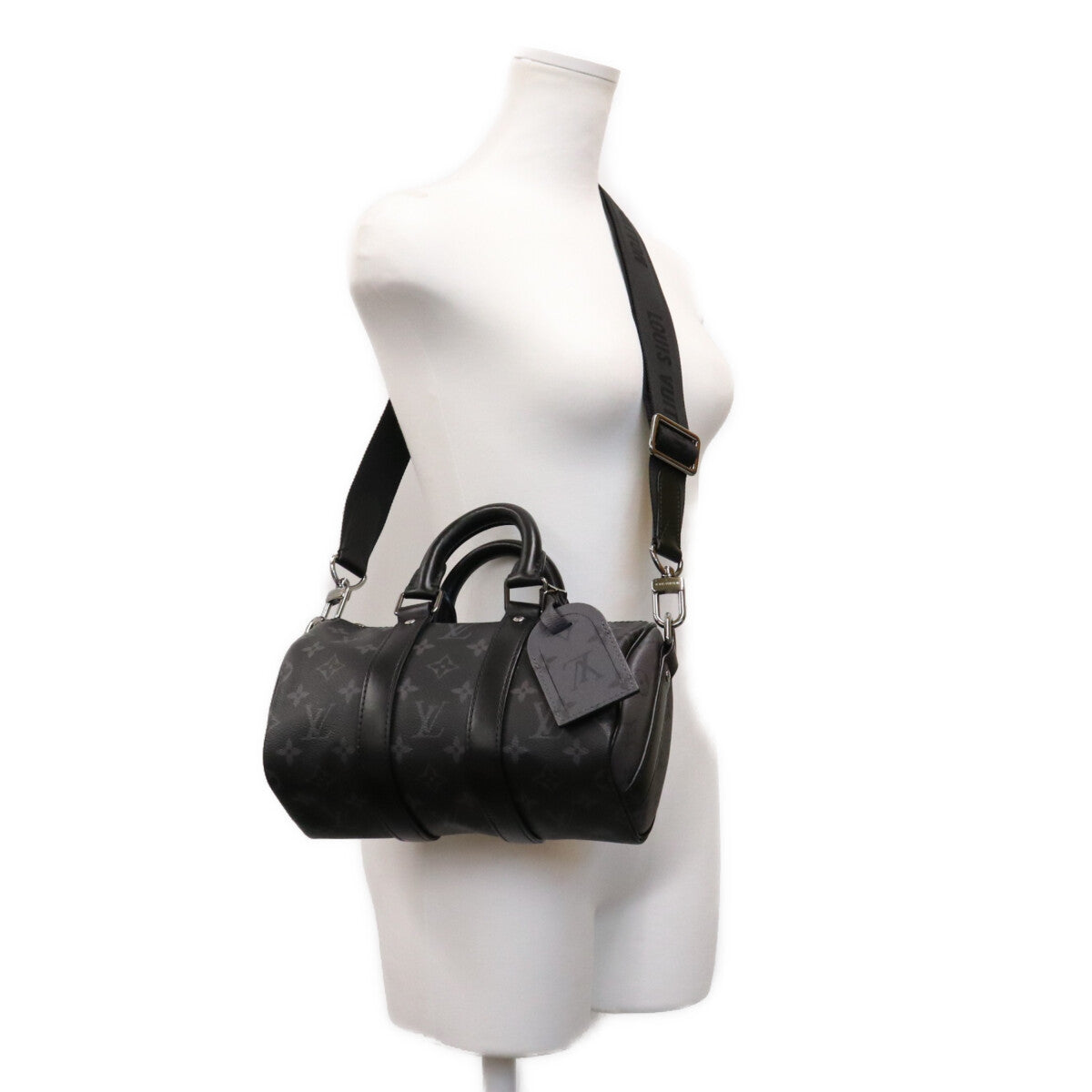 LOUIS VUITTON Monogram Eclipse Keepall 25 Duffle Bag Black