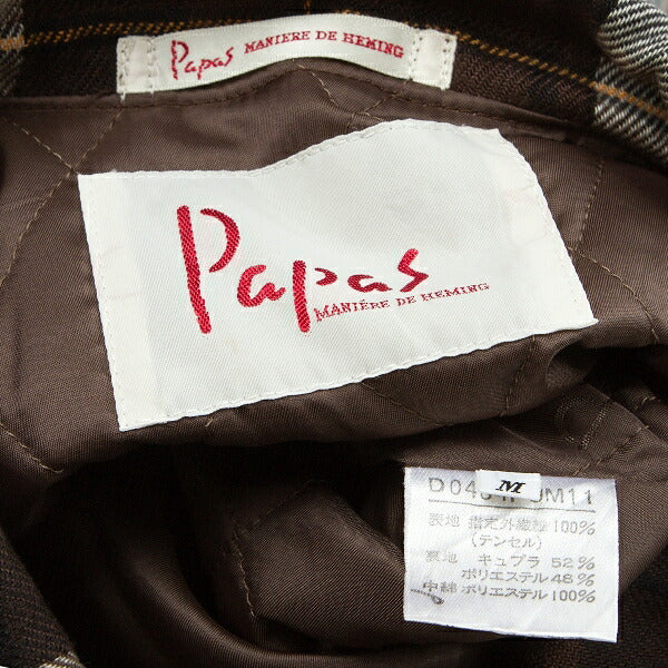 Papas Check Quilted Padded Shirt Coat Orange Size M