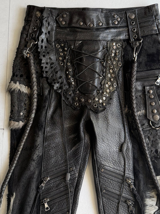 1vfudie S12 Distressed Leather Pants