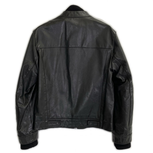 NeilBarrett Black Rib Leather Jacket Size XS