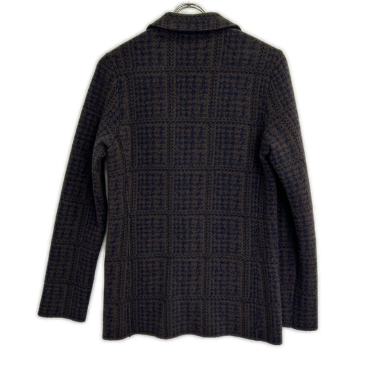 LARDINI Brown Jacquard Wool Knit Jacket Size XXS