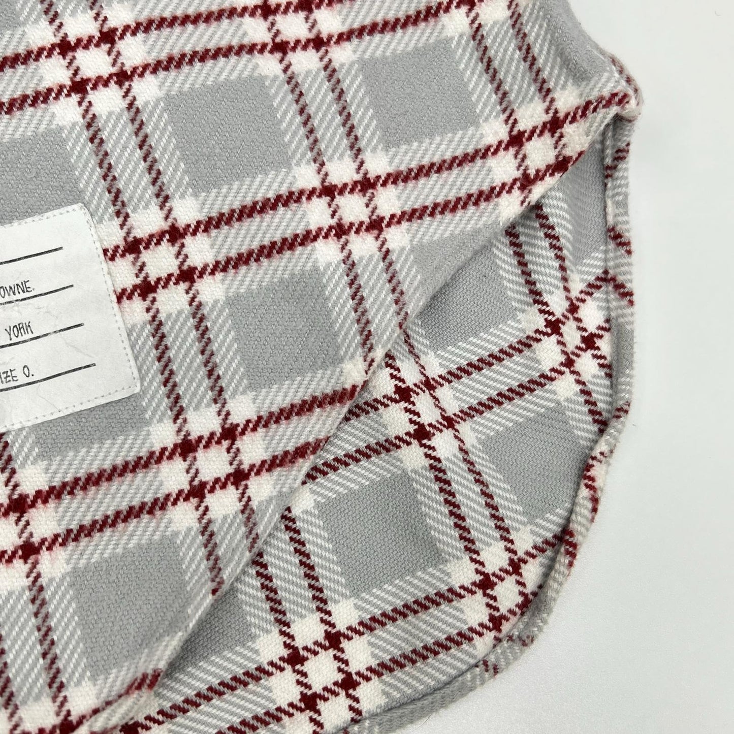 THOM BROWNE Red Gray Cotton Flannel Shirt Size 0